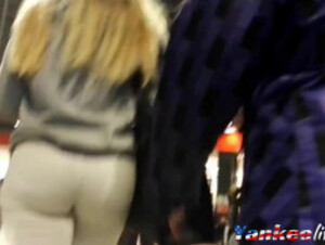 Teen ass inside of white tight jean close filmed