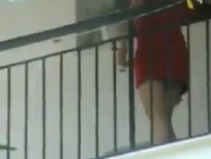 Neighbour nice upskirt Balcony