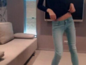 Non-nude super skinny teen dancing in jeans