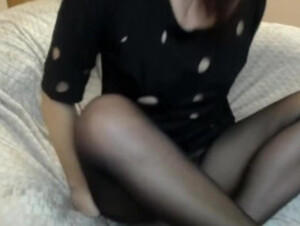 Webcam Dame in schwarzen Strumpfhosen
